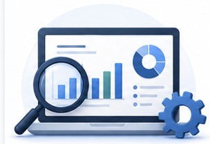 analytics with magnifying glass