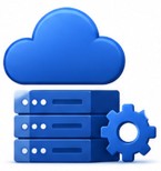 blue server with blue cloud above