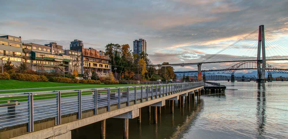 Westminster Pier Park with bridge in background