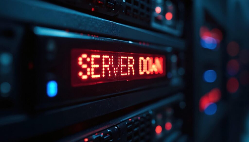 Server with a message "SERVER DOWN"