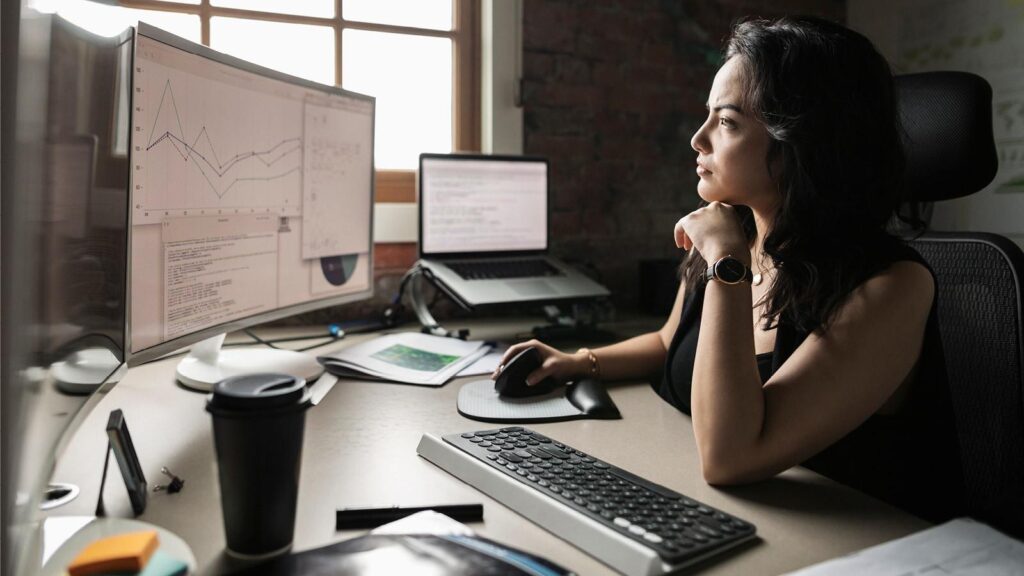 person working on analytic at their desk