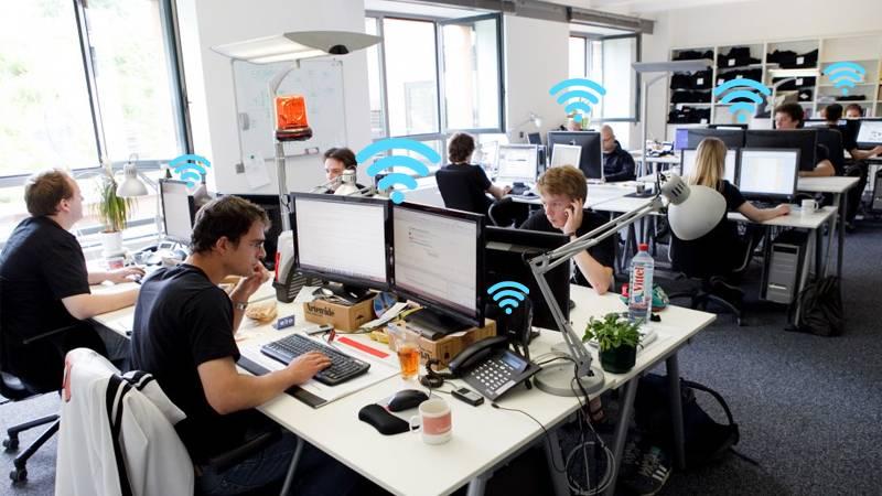 People in the office connected to wifi